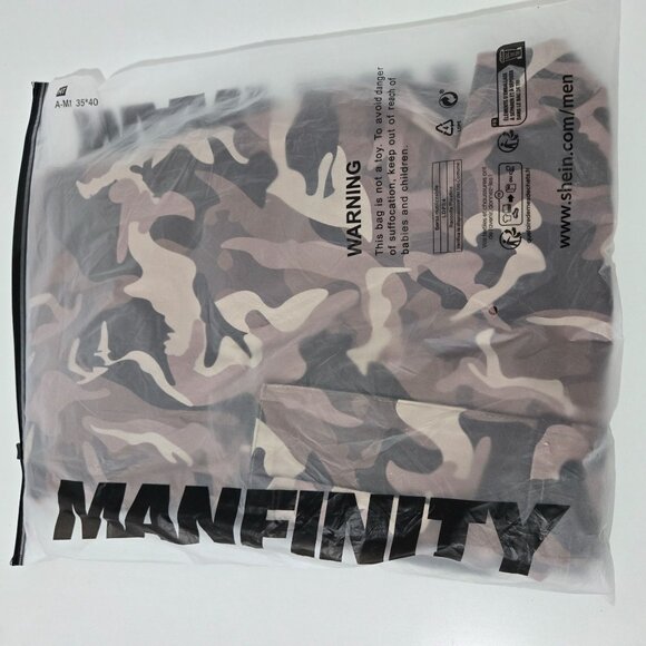 Shein Manfinity LEGND Men's Casual Front Tie-Up Pocket Camouflage Pants - Size M - Picture 4 of 7